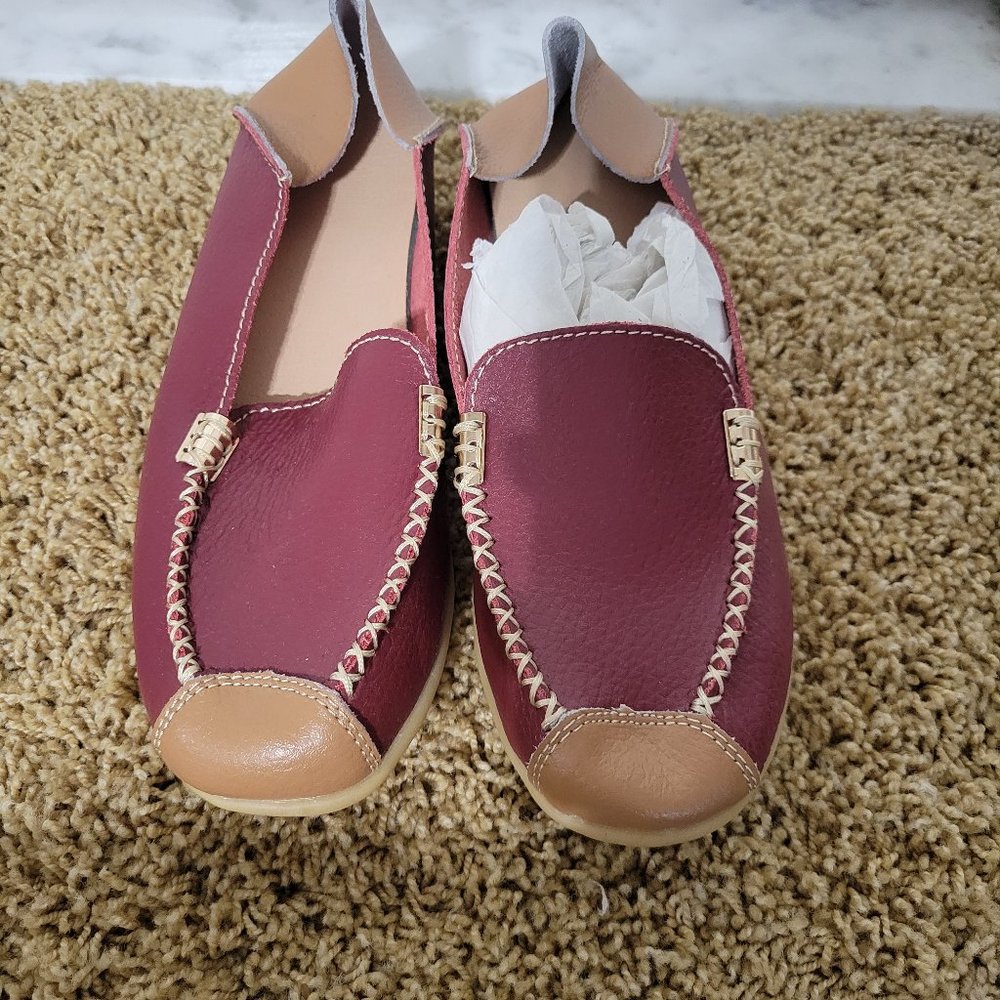 Burgundy comfy moccasins/mule